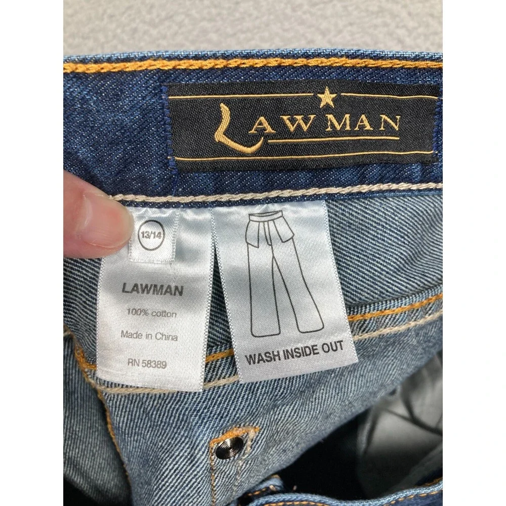Lawman Jeans Women's 13/14 Blue Embroidered Boot Western Cowgirl‎ Rodeo Denim